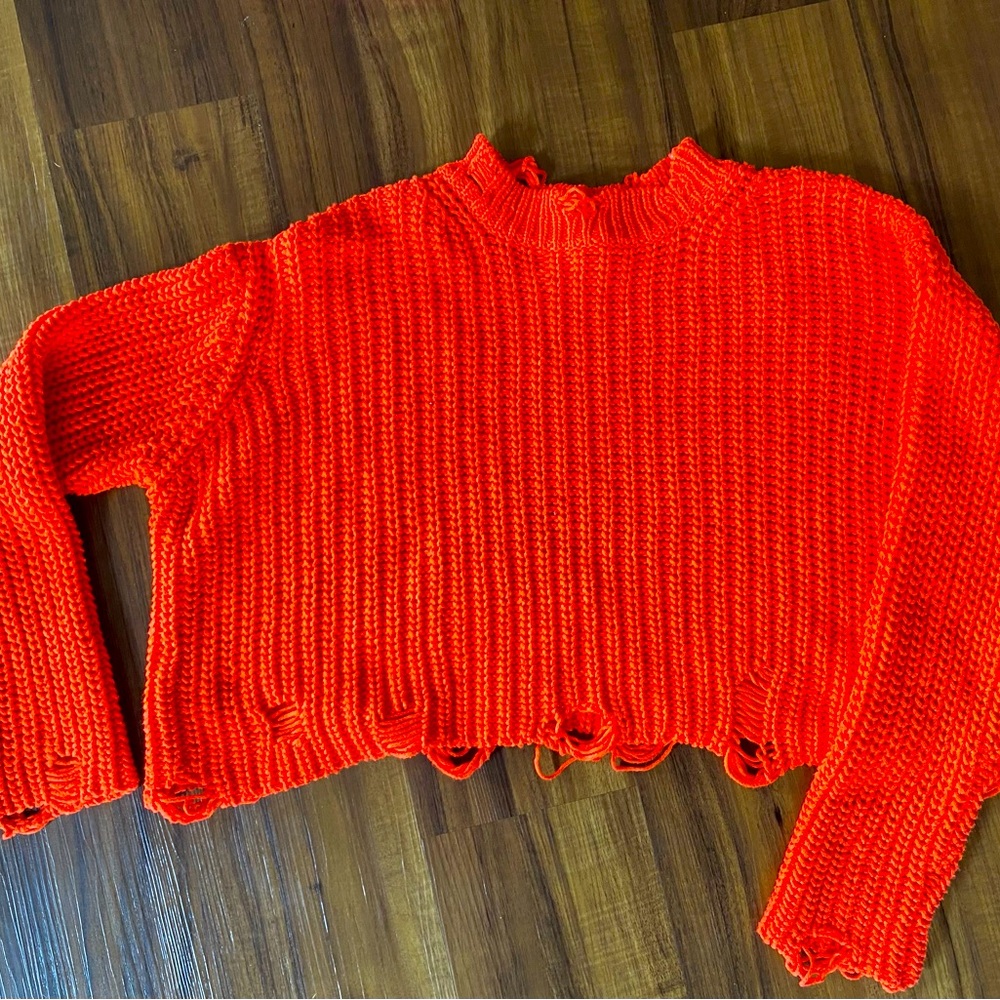 Zara cropped distressed sweater